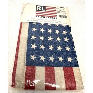 One Ralph Lauren Standard Pillowcase Polo USA Flag Cotton  NEW
